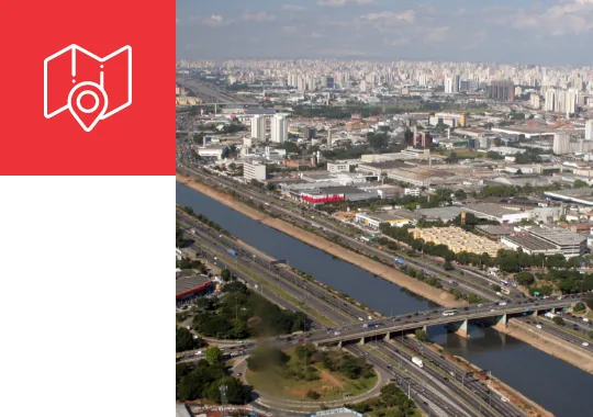 Vista aérea da região de Pirituba, em São Paulo, com as rodovias de acesso à Shira